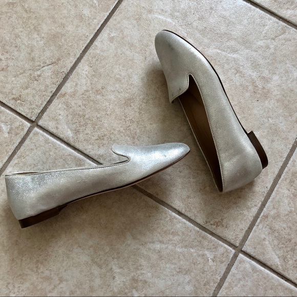 Silver Metallic Suede Loafers J.Crew - Picture 4 of 5